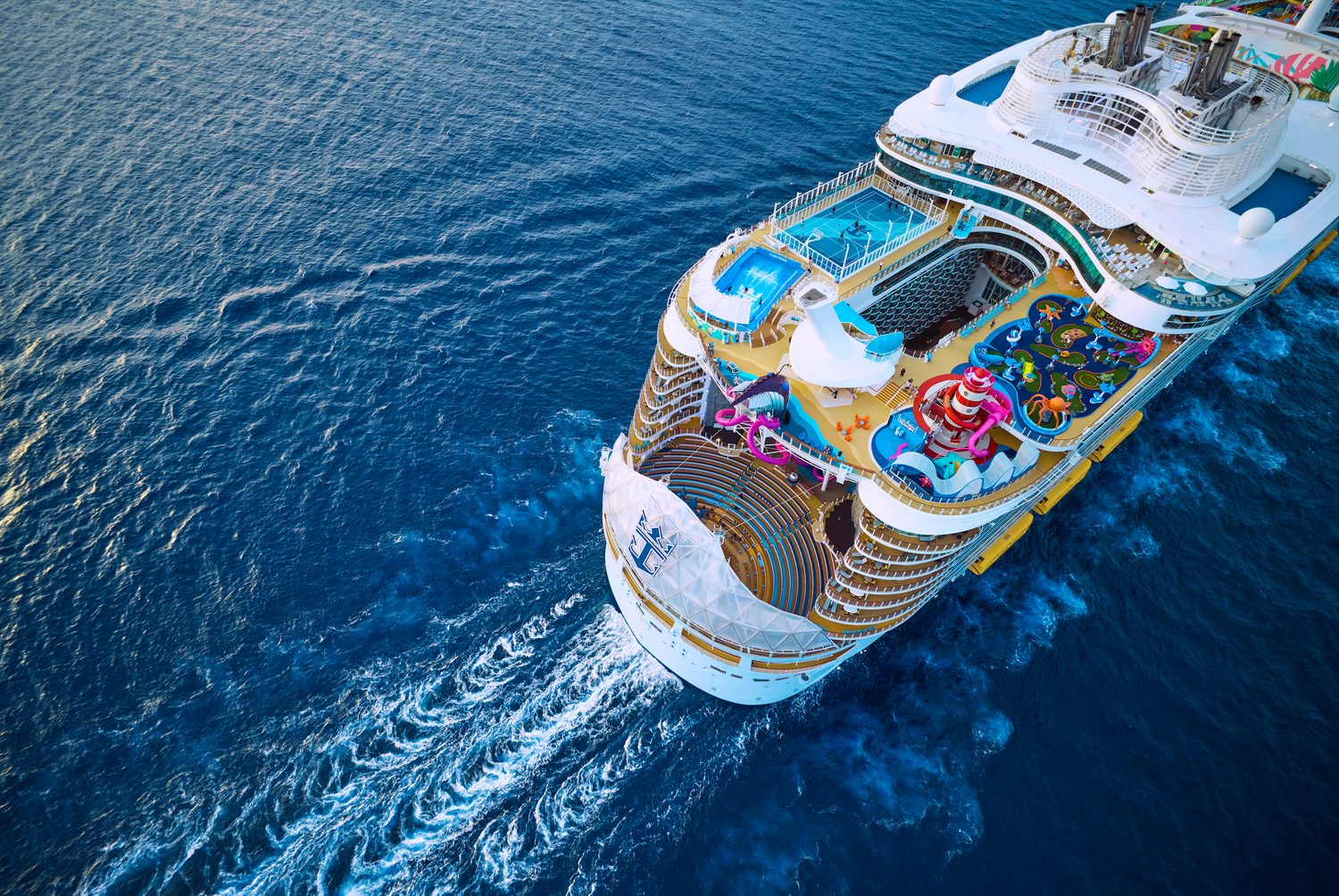 Aerial view of Utopia of the Seas cruise ship